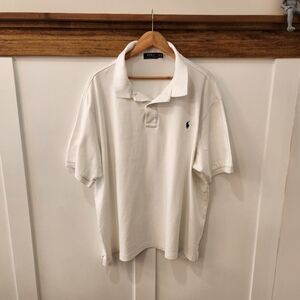 Mens Polo Ralph Lauren Polo Shirt White 100% Cotton Sz 3XB Big Golf Casual